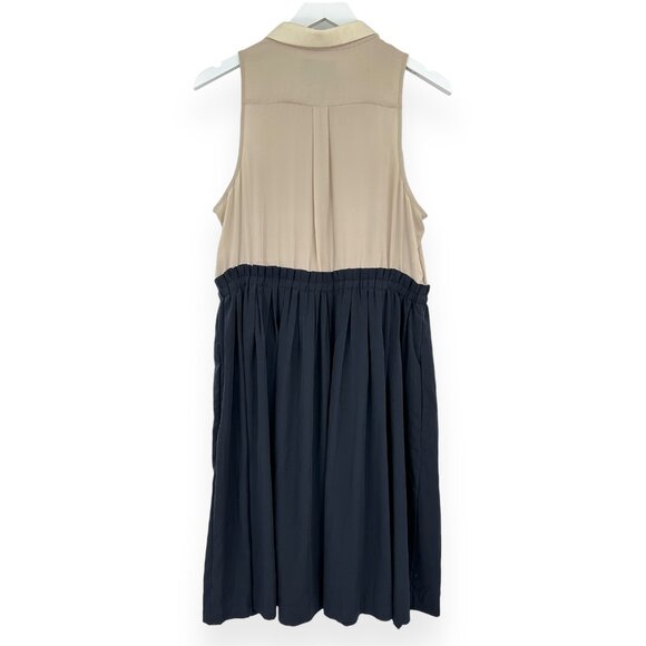 Postmark by Anthropologie Cream & Navy Blue Sleeveless Mini Dress sz 12 - Picture 3 of 8